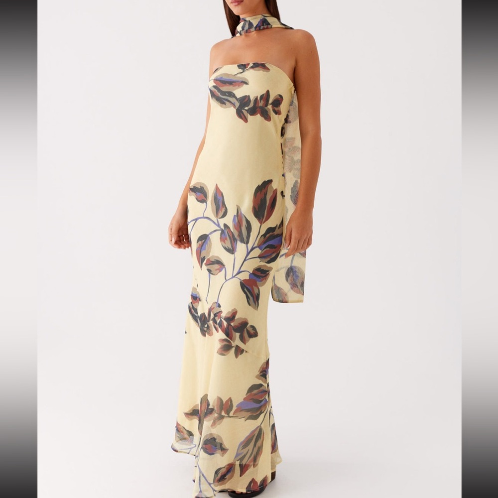 Peppermayo Under The Pagoda Maxi Dress - Buttercream Leaf Print